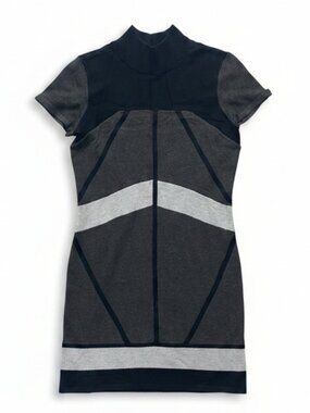 NADO Geometric Colorblock Knit Mock Neck Dress - Size Medium